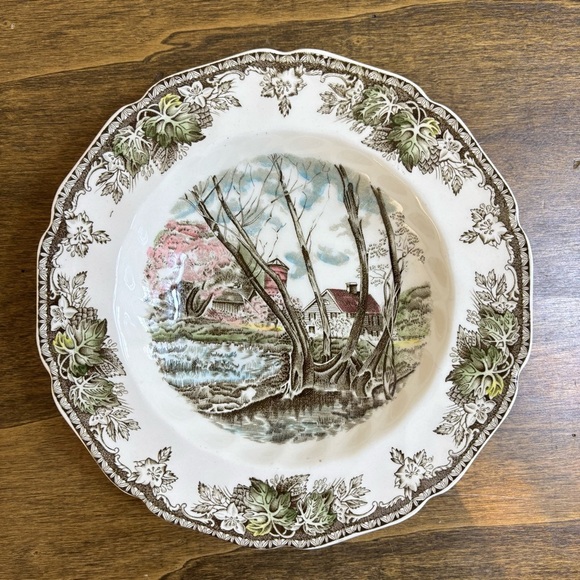 Johnson Brothers Friendly Village 4 Rimmed Soup Bowls Willow by the Brook 8" - Picture 2 of 7